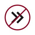 right arrow with a red slash, right-prohibited sign v.1