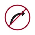 Right arrow with a red slash, right-prohibited sign v.4