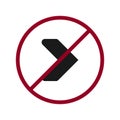 Right arrow with a red slash, right-prohibited sign v.5