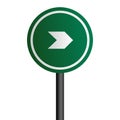 Right arrow road sign with green circle board v.2 Royalty Free Stock Photo