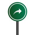 Right arrow road sign with green circle board v.3 Royalty Free Stock Photo