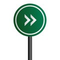 Right arrow road sign with green circle board v.8 Royalty Free Stock Photo