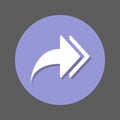 Right arrows, Forward flat icon. Round colorful button, circular vector sign with shadow effect. Flat style design.