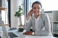 The right call can change all your fortunes. Portrait of an attractive young businesswoman answering a phone call while Royalty Free Stock Photo