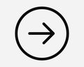 Right Circular Arrow Pointer East Point Pointing Circle Round Button Next Forward Swipe Cursor Page Icon Sign Shape Line Vector Royalty Free Stock Photo