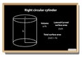 Right circular cylinder formula. mathematical formulas and geometry vector illustration