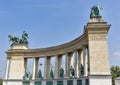 Right colonnade of Heroes Square monument in Budapest, Hungary. Royalty Free Stock Photo