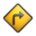 Right curve ahead sign 3D icon