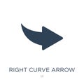 right curve arrow icon in trendy design style. right curve arrow icon isolated on white background. right curve arrow vector icon Royalty Free Stock Photo