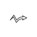 Right curve arrow line icon