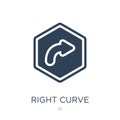 right curve icon in trendy design style. right curve icon isolated on white background. right curve vector icon simple and modern Royalty Free Stock Photo