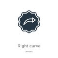 Right curve icon vector. Trendy flat right curve icon from arrows collection isolated on white background. Vector illustration can Royalty Free Stock Photo