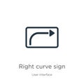 Right curve sign icon vector. Trendy flat right curve sign icon from user interface collection isolated on white background. Royalty Free Stock Photo