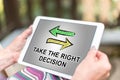 Right decision concept on a tablet Royalty Free Stock Photo