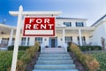 Right Facing For Rent Real Estate Sign In Front of House. Royalty Free Stock Photo