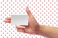 Right Female Hand Hold Blank White Card Mock-up. SIM Cellular Pl Royalty Free Stock Photo
