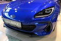 Right front view of modern 2+2 fastback coupe japanese sports car Subaru BRZ