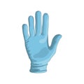 Right hand in a blue glove. wave five