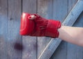 Right hand female in a red boxing glove Royalty Free Stock Photo