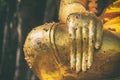 Right hand golden Buddha, Thailand, Asia, Body part Royalty Free Stock Photo