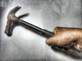 the right hand holds the hammer, taking the matching color Royalty Free Stock Photo