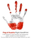 Right hand print in austria flag colors. Royalty Free Stock Photo