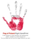 Right hand print in poland flag colors, isolated background Royalty Free Stock Photo