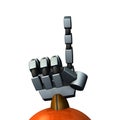 The right hand of a robot. It stands the index finger. Royalty Free Stock Photo