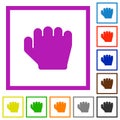 Right handed grab gesture flat framed icons Royalty Free Stock Photo