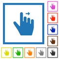 Right handed move right gesture flat framed icons Royalty Free Stock Photo