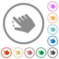 Right handed pinch close gesture flat icons with outlines
