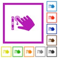 Right handed scroll down gesture flat framed icons Royalty Free Stock Photo