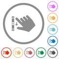 Right handed scroll down gesture flat icons with outlines Royalty Free Stock Photo