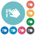 Right handed scroll down gesture flat round icons