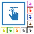 Right handed scroll left gesture flat framed icons Royalty Free Stock Photo