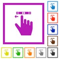 Right handed scroll left gesture flat framed icons Royalty Free Stock Photo