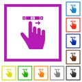 Right handed scroll right gesture flat framed icons Royalty Free Stock Photo