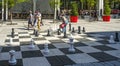 The four giant chess sets on Sainte-Catherine Street in Montreal