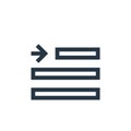right indent vector icon isolated on white background. Outline, thin line right indent icon for website design and mobile, app