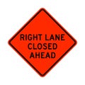 Right lane closed ahead warning road sign Royalty Free Stock Photo