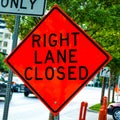 Right Lane Closed Sign Royalty Free Stock Photo