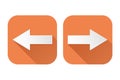 Right and left arrows. Square orange signs