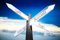 Right, left, success, failure concept - signpost with four arrows Royalty Free Stock Photo