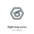 Right loop arrow outline vector icon. Thin line black right loop arrow icon, flat vector simple element illustration from editable Royalty Free Stock Photo