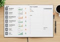 The right page includes sections for tasks, notes, and weekly goals Royalty Free Stock Photo