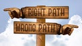 Right Path Wrong Path Sign Pointing Fingers Q&A Royalty Free Stock Photo