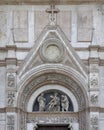 Right portal of the The Basilica of San Petronio in the Main Square of Bologna, Italy. Royalty Free Stock Photo