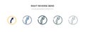 Right reverse bend icon in different style vector illustration. two colored and black right reverse bend vector icons designed in