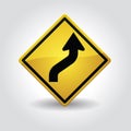 right reverse curve sign. Vector illustration decorative design