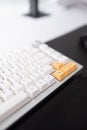 Right side of a custom mechanical computer keyboard Royalty Free Stock Photo